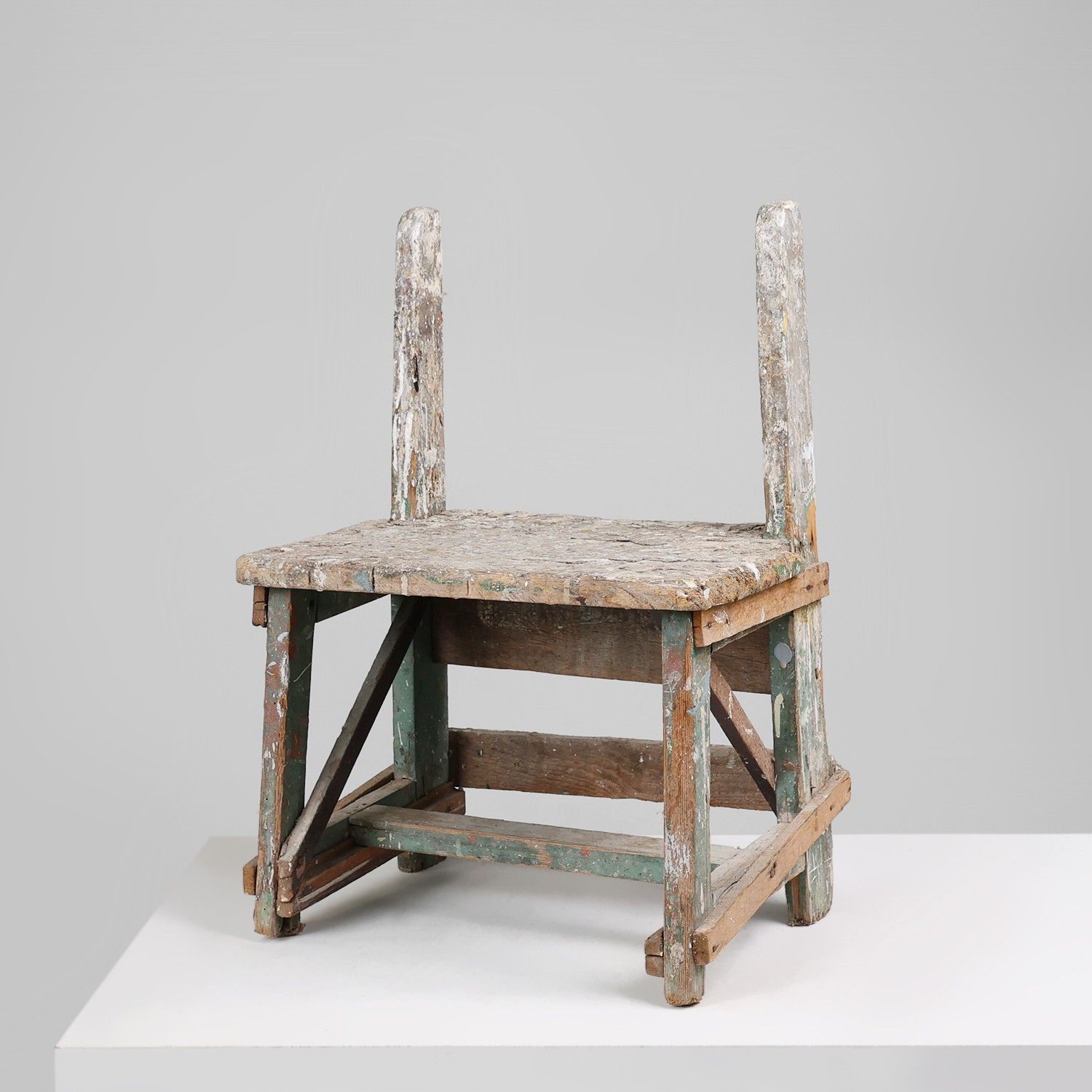 Rustic industrial stool with beautiful patina, France ca. 1900-img